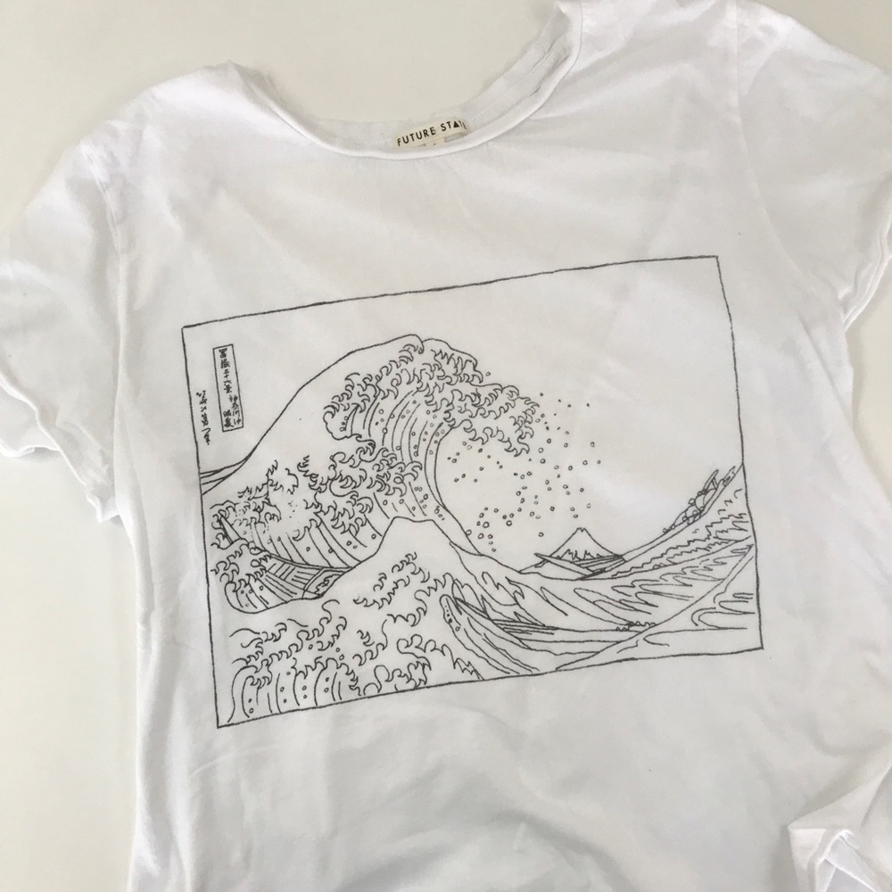 Black&White Great Wave off Kanahawa Graphic Tee